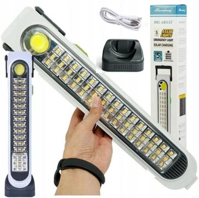 LED lempa HEL-6855T 45 LED su saulės baterija - Image 2
